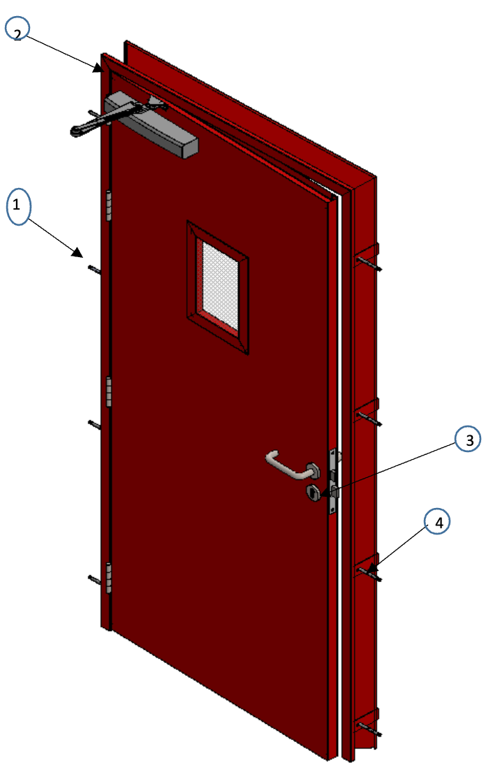 D1 Single leaf latch lock door render