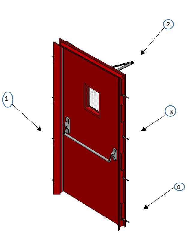 D2 Single leaf emergency exit door render